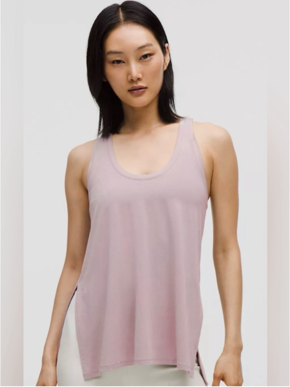 Lululemon SilkAppeal Side-Slit Tank Top mauve grey size XL